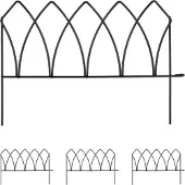 Relaxdays : bordure de parterre en métal, H x L : 29,5 x 43,5 cm, bordure de parterre à enfoncer, 4 éléments, motif en arc, noir