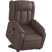 vidaXL Fauteuil de massage avec releveur électrique brun similicuir