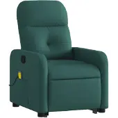 vidaXL Fauteuil de massage avec releveur Vert foncé Tissu