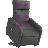 vidaXL Fauteuil de massage électrique avec releveur Tissu gris foncé