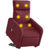 vidaXL Fauteuil de massage électrique avec releveur Tissu rouge vin