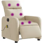 vidaXL Fauteuil de massage électrique Crème Tissu