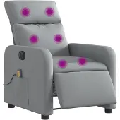 vidaXL Fauteuil de massage électrique Tissu gris clair