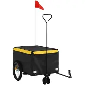 vidaXL Remorque vélo noir et jaune 30 kg de fer