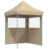 vidaXL Partytent Popup pliable avec 2 parois latérales Beige
