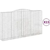 vidaXL Gabions avec arc surélevé 15pcs 400x50x220/240cm Fer galvanisé