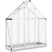 vidaXL Serre avec cadre de fondation argenté 169x58x202cm Aluminimum
