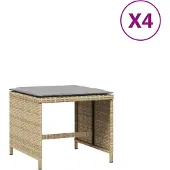 vidaXL Tabourets de jardin et coussins lot de 4 mélange beige rotin