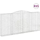vidaXL Gabions avec arc surélevé 15pcs. 400x30x180/200cm Fer galvanisé