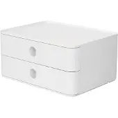 HAN Bloc à tiroirs Smart-Box Allison, 2 tiroirs avec cloisons de séparation, Support pour câble, empilable, plastique ABS, blanc
