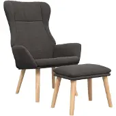 vidaXL Fauteuil relax avec pouf Tissu gris foncé