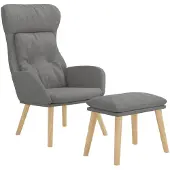 vidaXL Fauteuil relax avec pouf Tissu gris clair