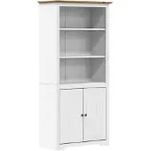 vidaXL Bibliothèque BODO blanc and marron 82x40x173 cm bois massif pin