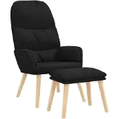 vidaXL Fauteuil relax avec pouf Noir Tissu