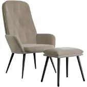 vidaXL Fauteuil relax avec pouf gris clair velours