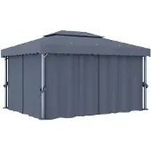 vidaXL Pavillon avec rideau 4x3 m Anthracite Aluminium