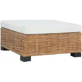 vidaXL Tabouret de pied avec coussin Rotin naturel