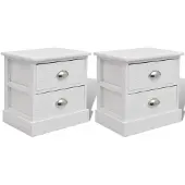 vidaXL Table de chevet en style français 2 pcs Blanc