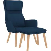 vidaXL Fauteuil relax avec pouf Bleu velours