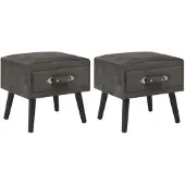 vidaXL Tables de chevet 2 pcs Gris 40x35x40 cm Velours