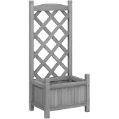 vidaXL Jardinière avec treillis gris bois massif de sapin