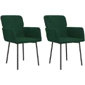 vidaXL Chaise de salle à manger 2 pcs. Vert foncé velours