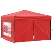 vidaXL Tente de réception pliable avec parois latérales rouge 3x3 m