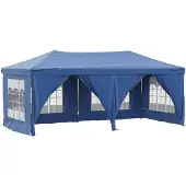 vidaXL Tente de réception pliable avec parois latérales bleu 3x6 m