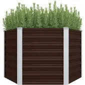 vidaXL Lit surélevé de jardin brun 129 x 129 x 77 cm Acier galvanisé