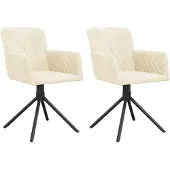 vidaXL Chaise de salle à manger 2 pcs. Pivotantes Crème Velours