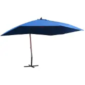vidaXL Parapluie avec mât en bois 400x300 cm bleu