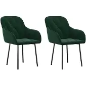 vidaXL Chaise de salle à manger 2 pcs. Vert foncé velours