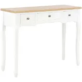 vidaXL Table de console et coiffeuse avec 3 tiroirs Blanc