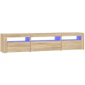 vidaXL Armoire TV avec lampes LED Chêne Sonoma 195x35x40 cm