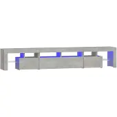 vidaXL Armoire TV avec lampes LED gris béton 230x36,5x40 cm