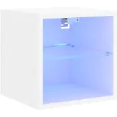 vidaXL Armoire TV murale avec lampes LED blanc 30x28,5x30 cm