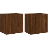 DKD Home Decor Armoires TV murales 2 pcs. Aspect chêne brun 40,5x30x40 cm