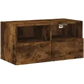vidaXL Armoire TV murale chêne fumé 60x30x30 cm Bois composite
