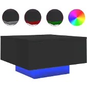 vidaXL Table basse avec lampes LED Noir 55x55x31 cm