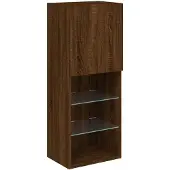 vidaXL Armoire TV avec lampes LED brun imitation chêne 40,5x30x102 cm