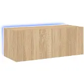 vidaXL Armoire TV murale avec lampes LED Chêne Sonoma 80x35x31 cm