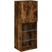 vidaXL Armoire TV avec lampes LED chêne fumé 40,5x30x102 cm