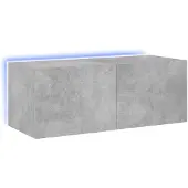 vidaXL Armoire TV murale avec lampes LED gris béton 80x35x31 cm