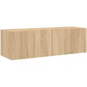 vidaXL Armoire TV murale avec lampes LED Chêne Sonoma 100x35x31 cm