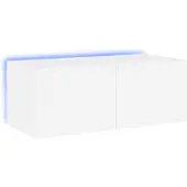 vidaXL Armoire TV murale avec lampes LED blanc 80x35x31 cm