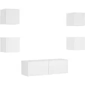 vidaXL Meuble TV 5 pièces avec lampes LED blanc