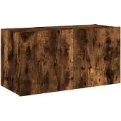vidaXL Armoire TV murale avec lampes LED chêne fumé 80x35x41 cm