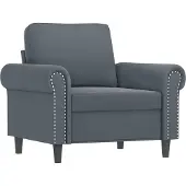 vidaXL Fauteuil avec pouf gris foncé 60 cm velours