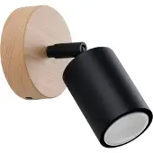 Sollux Applique VERDO noir 1xGU10 10W acier/bois 16x10x16cm