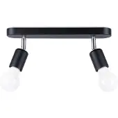Sollux Plafonnier FORNES 2 noir 2xE27 15W acier 13.5x6x33cm